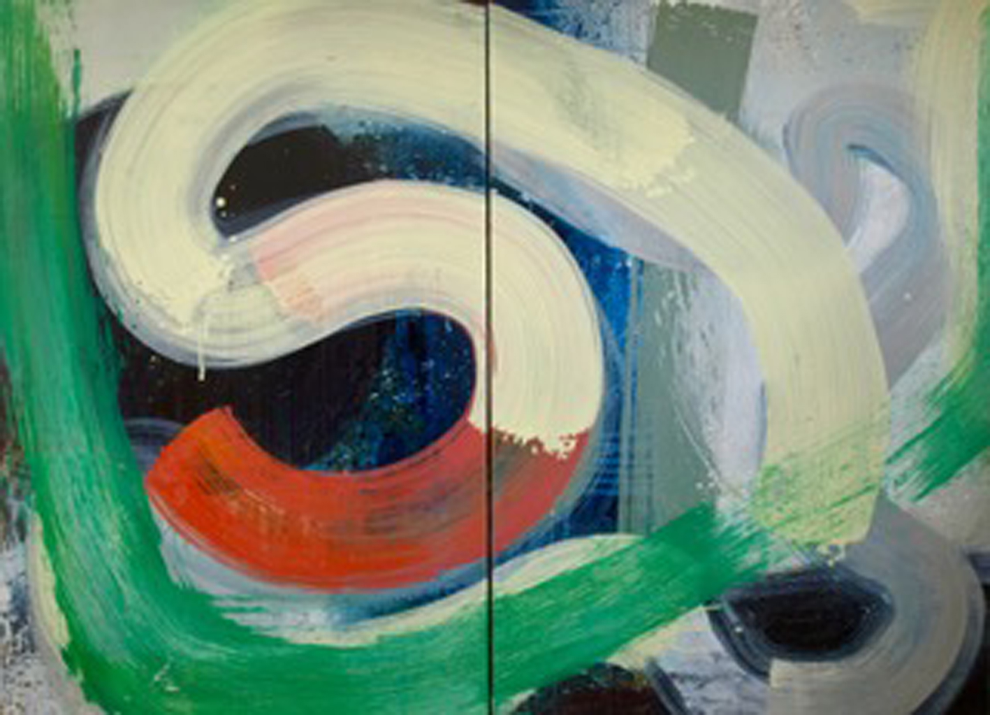 Pascale Lefebvre, Agrafe, huile sur toile, diptyque 180 X 130 cm